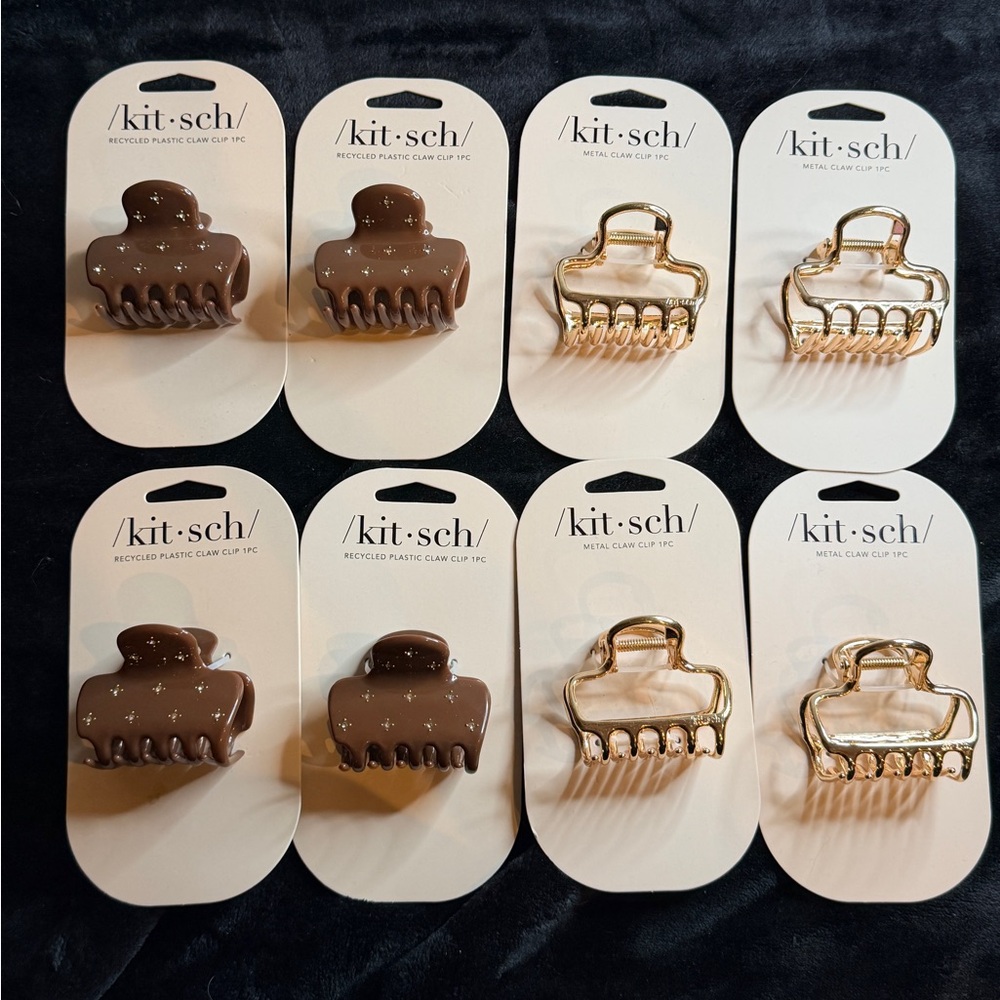 Kitsch Brown and Gold Hair Claw Clips Set